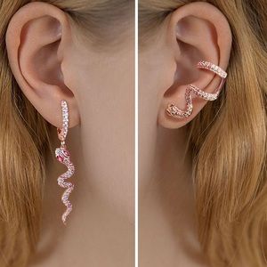 Rebirth snake 18k rose gold plated earrings